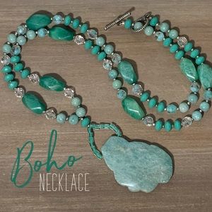 Southwestern turquoise mint stone necklace beaded
